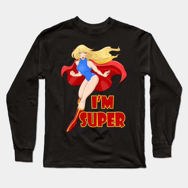 Woman Super Hero Flying With Cape Long Sleeve T-Shirt by LironPeer